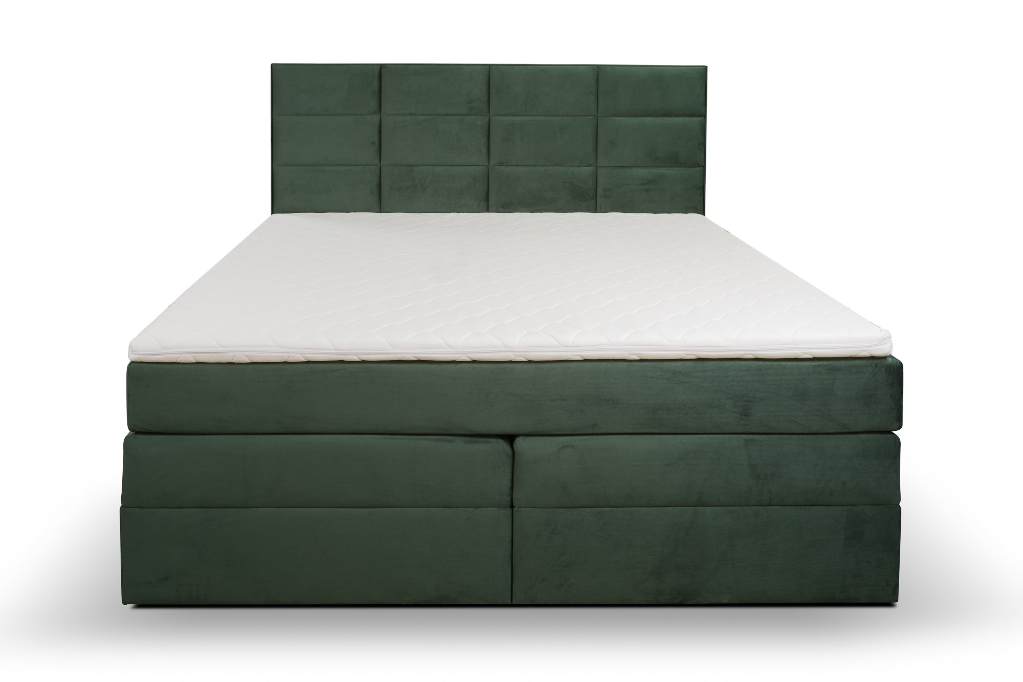 Boxspringbett Meran Grün | Elegantes Boxspringbett mit modernem Karomuster