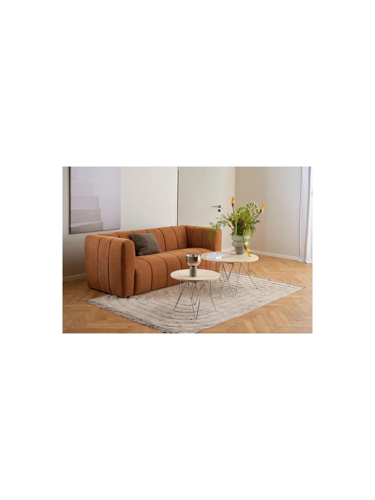 Runder Holz Couchtisch Prunus Beige