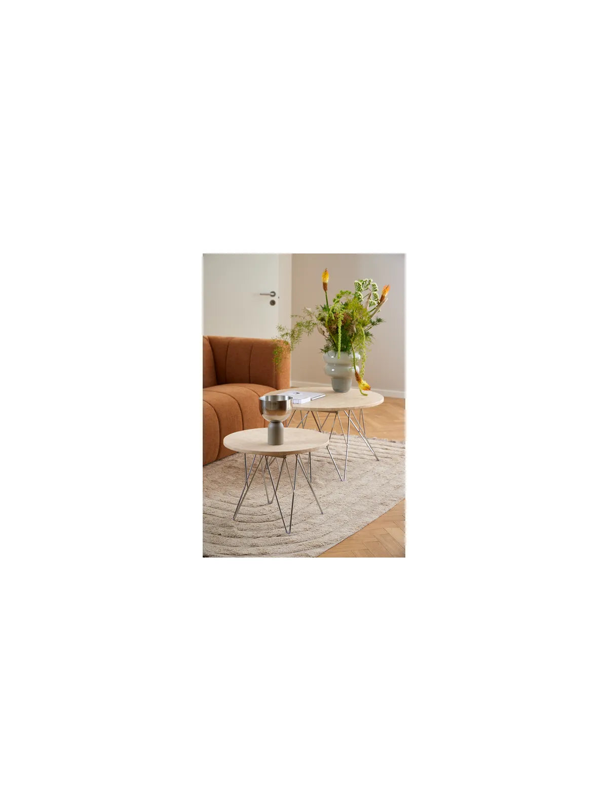 Runder Holz Couchtisch Prunus Beige