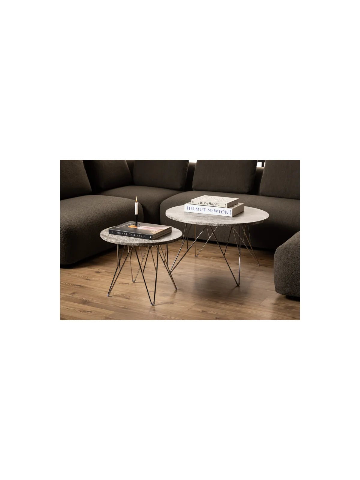 Runder Marmor Couchtisch Prunus Matt Braun