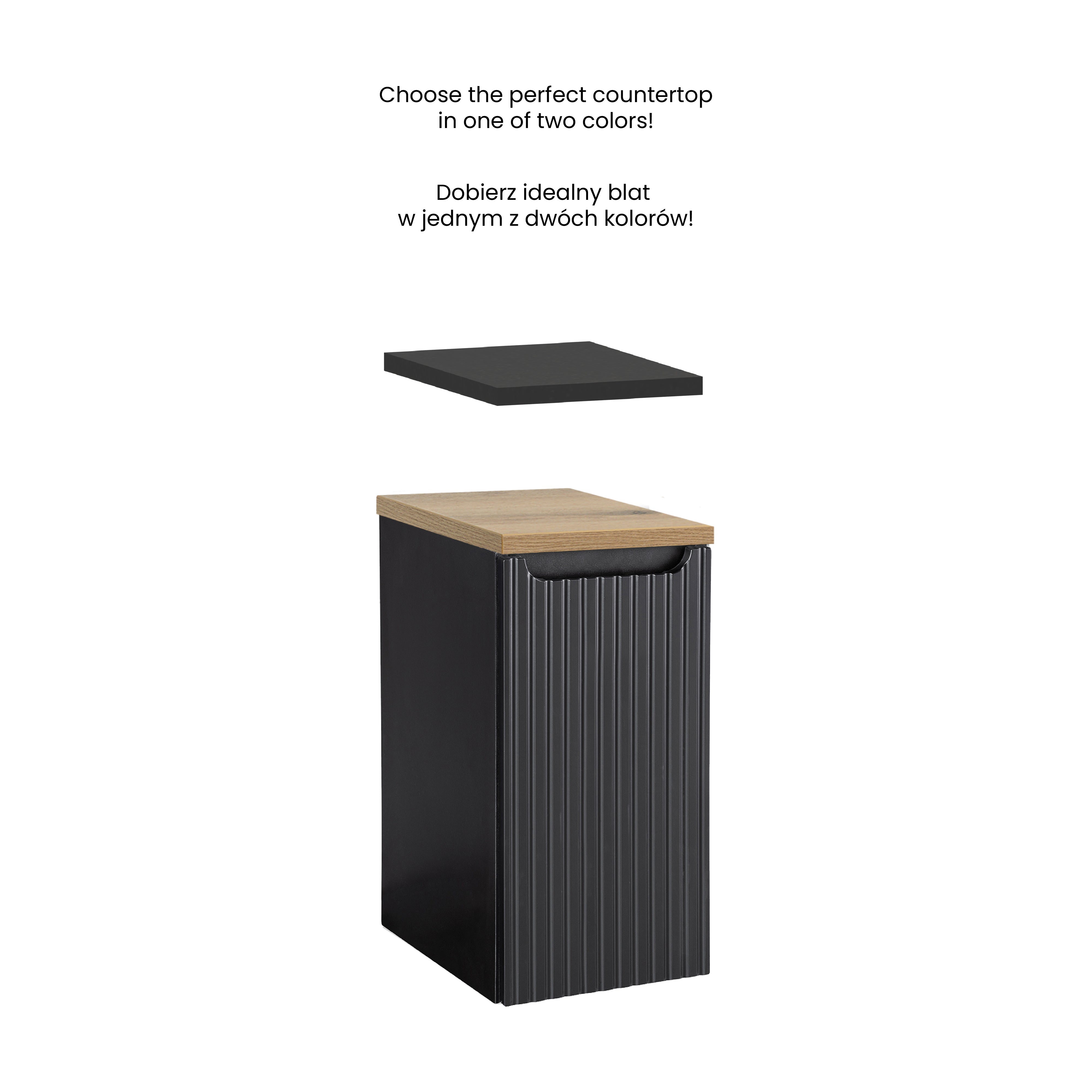 Nova Seitenschrank 30 cm 1 Tür Schwarz Matt