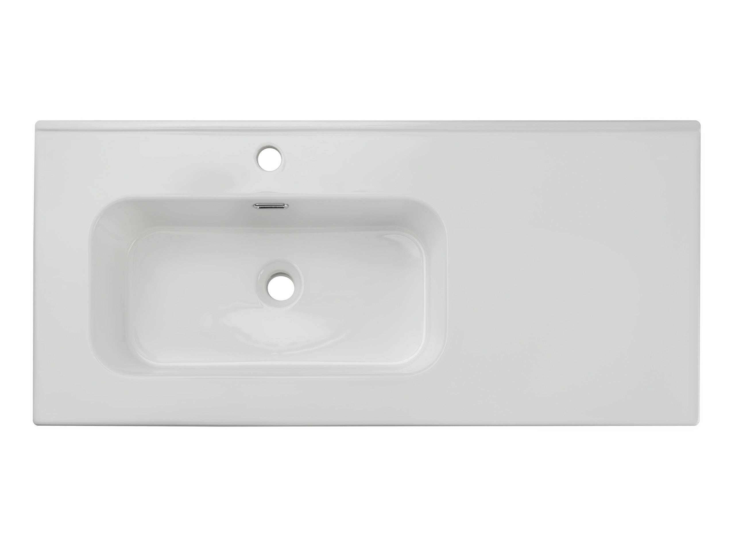 Go Einzelbecken-Möbelwaschtisch, 100 cm, mit Keramikplatte Weiß glänzend 101 x 46 x 17 cm (GO 2 100CM L DP ( E-8095-100L ))
