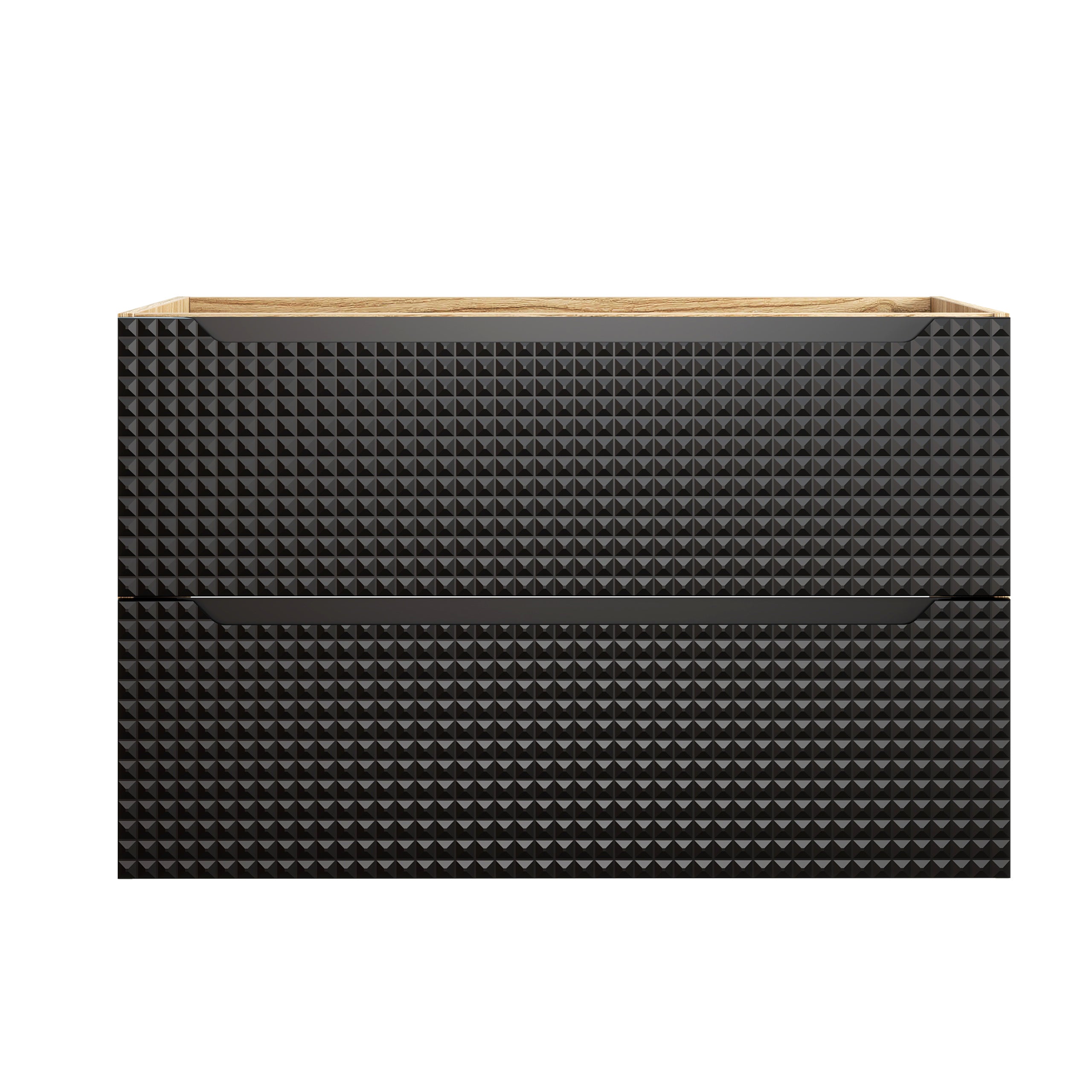 Luxor Unterschrank für Waschbecken, 90 cm, 2 Schubladen Schwarz Matt, Geölte Eiche