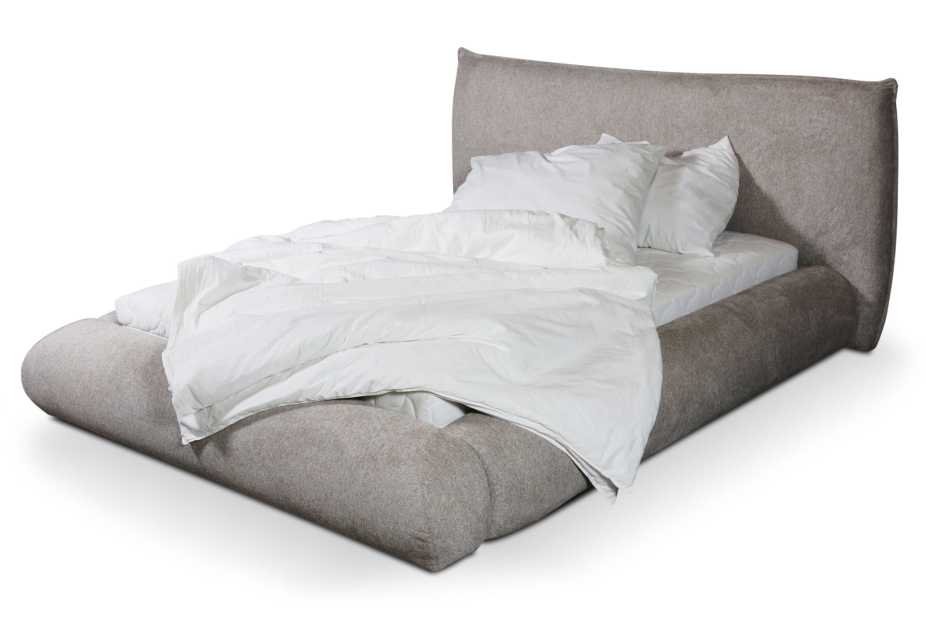 Alpine Bett – Design Polsterbett mit Stauraum in Taupe