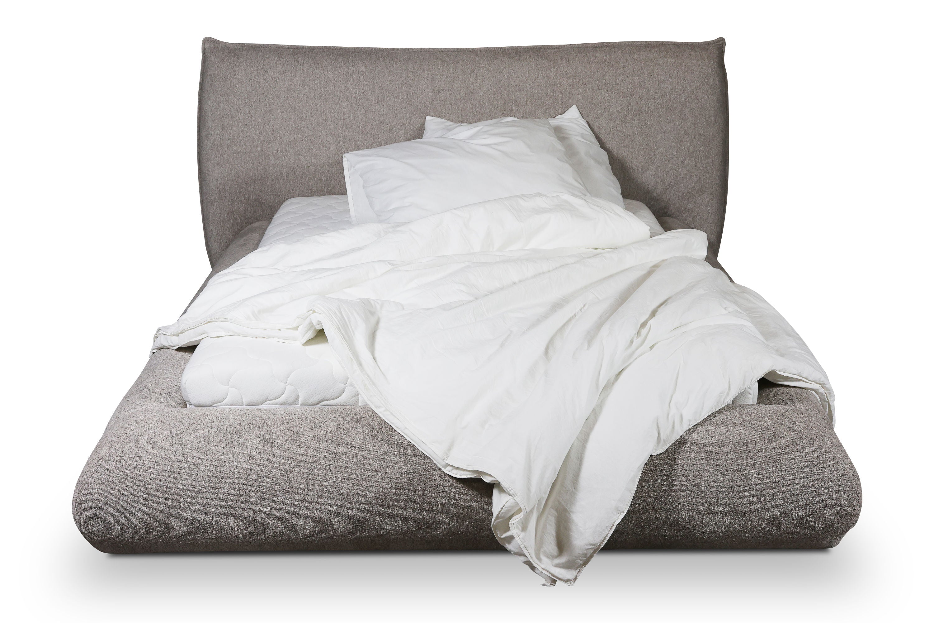 Alpine Bett – Design Polsterbett mit Stauraum in Taupe