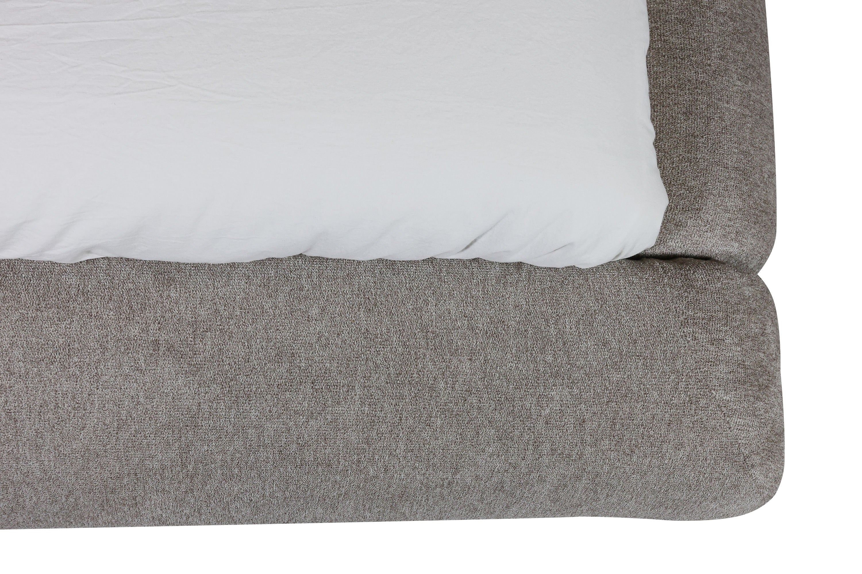 Alpine Bett – Design Polsterbett mit Stauraum in Taupe