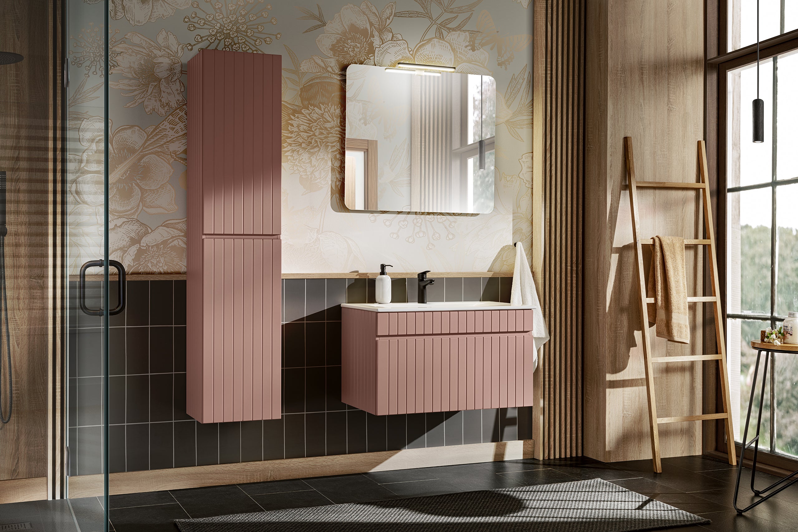 Iconic Waschbeckenunterschrank 100 cm, 1 Schublade Antike Rose