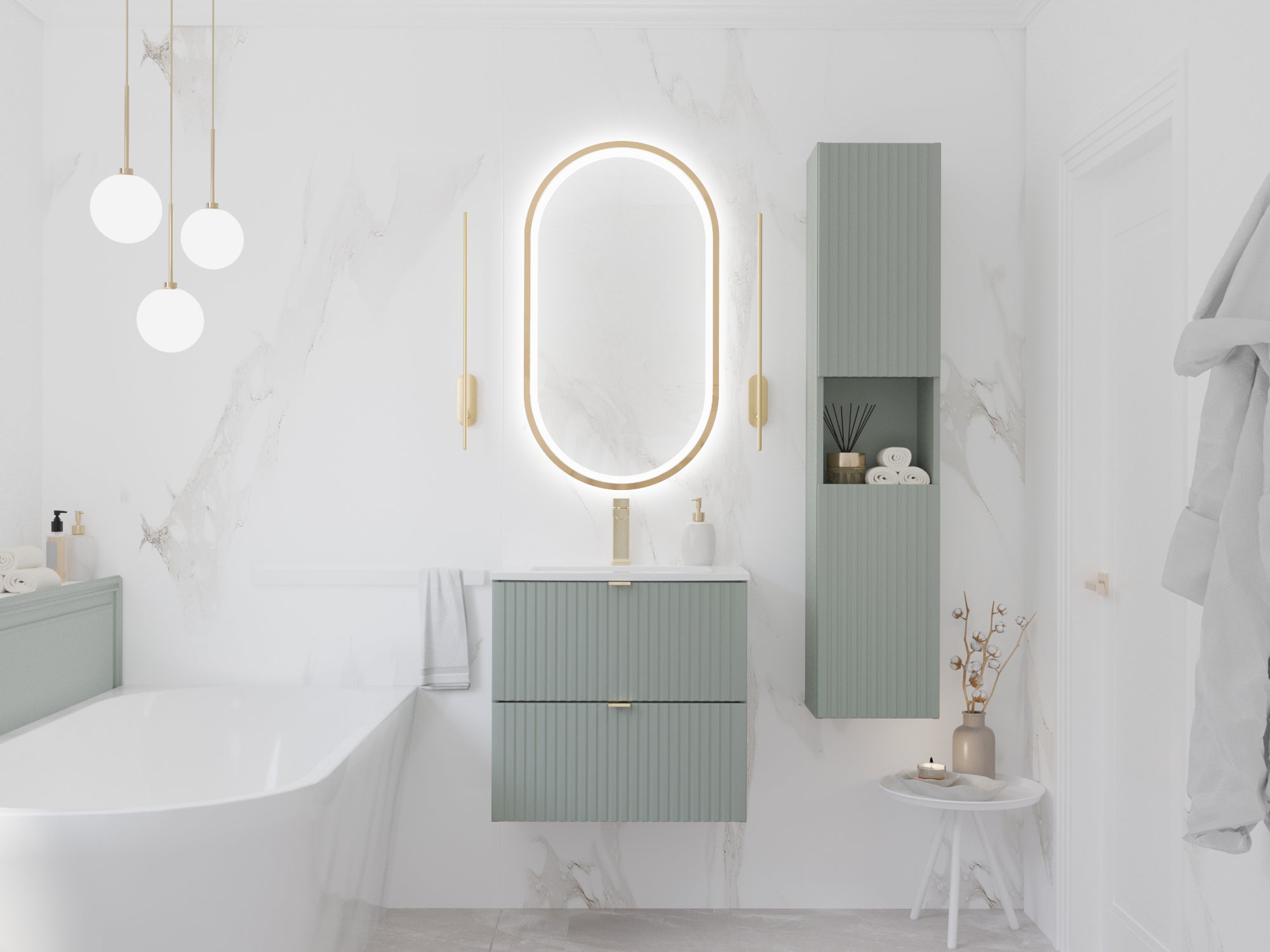 Line Unterschrank für Waschbecken, 60 cm, 2 Schubladen