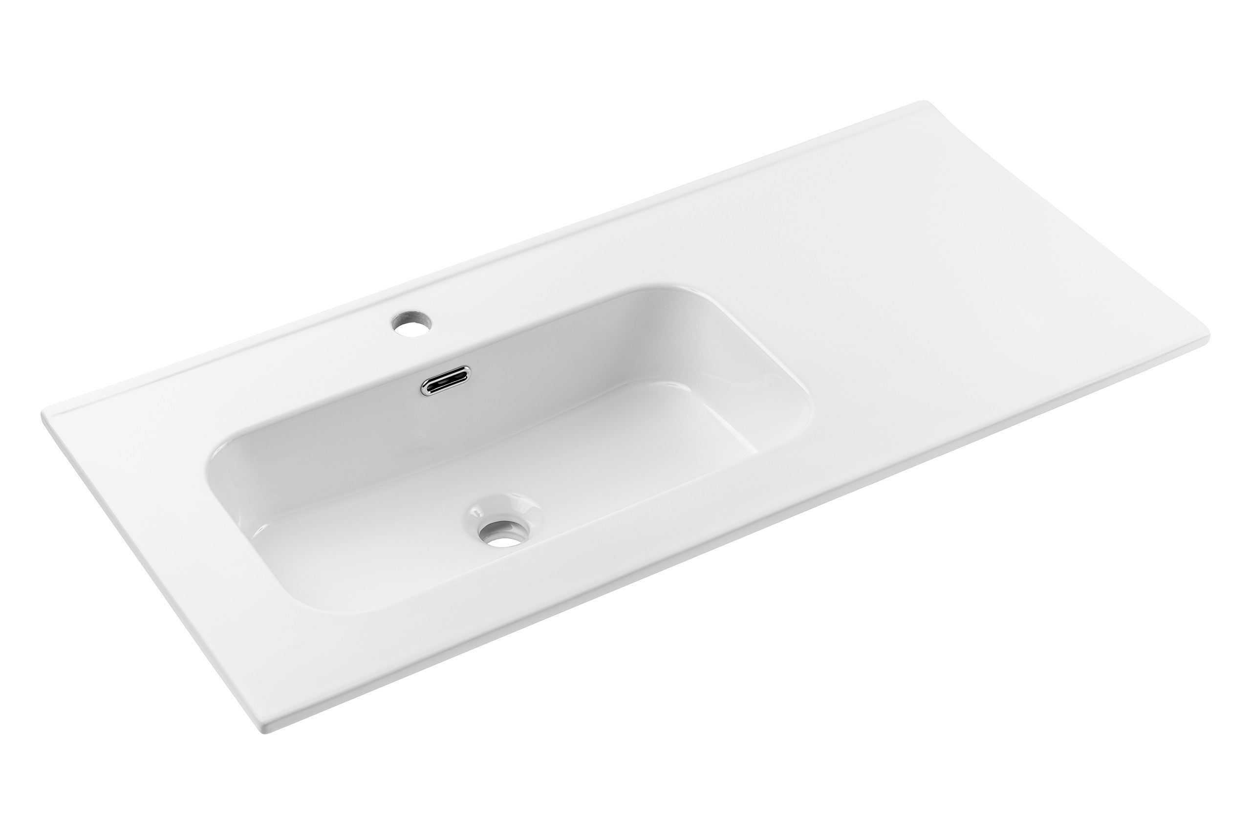 Go Einzelbecken-Möbelwaschtisch, 100 cm, mit Keramikplatte Weiß glänzend 101 x 46 x 17 cm (GO 2 100CM L DP ( E-8095-100L ))
