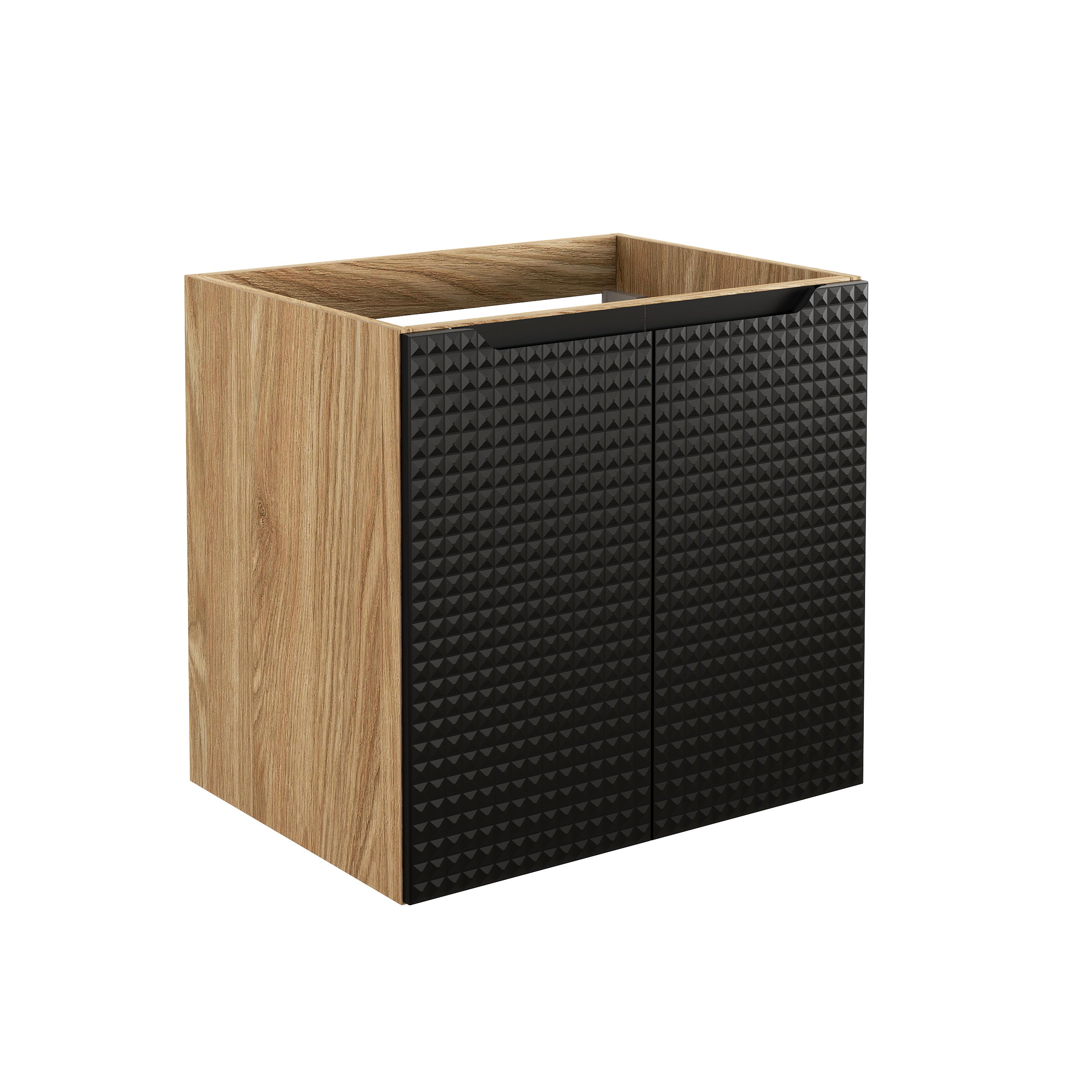 Luxor Waschbeckenunterschrank 60 cm, 2 Türen Schwarz Matt, Geölte Eiche
