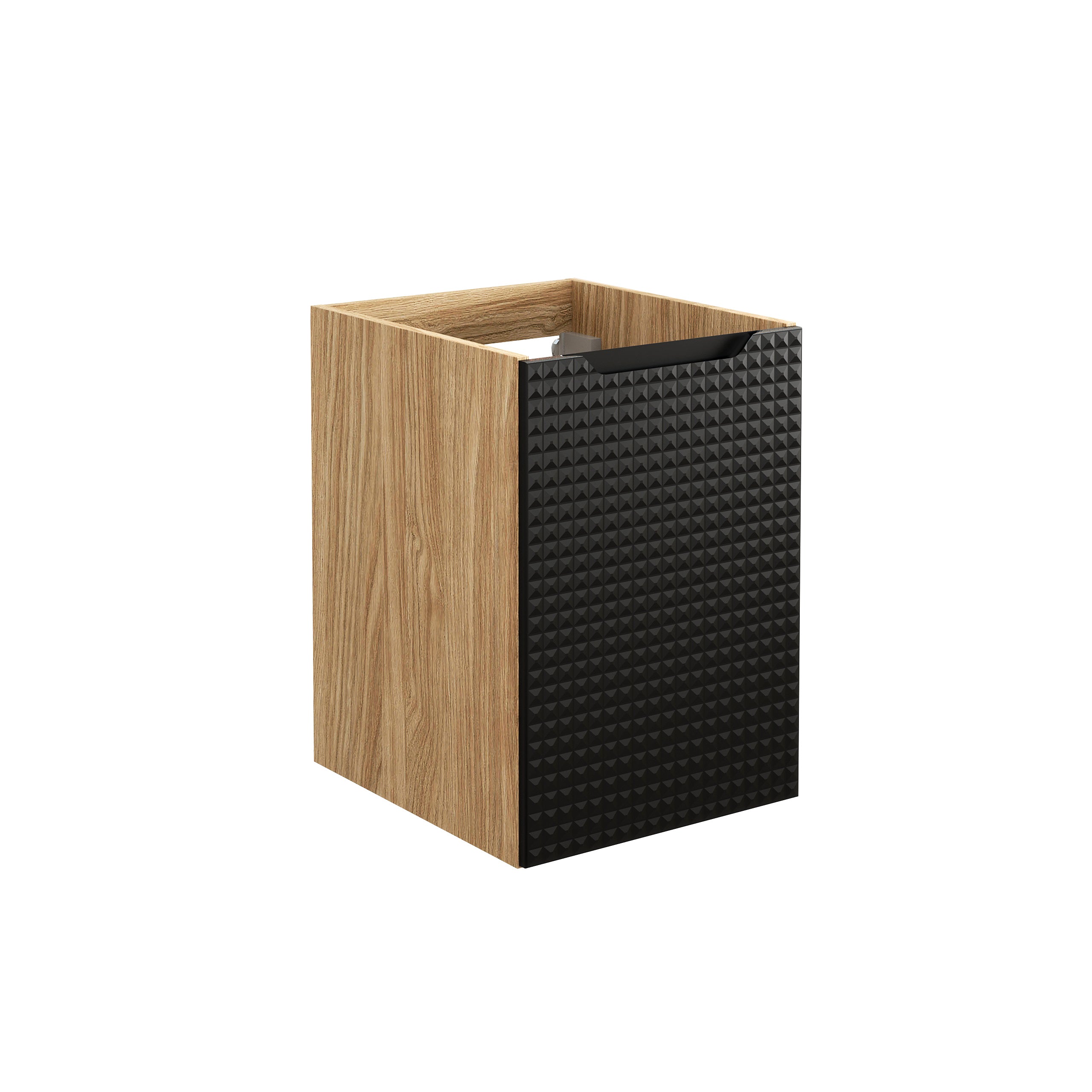 Luxor Seitenschrank 40 cm 1 Tür Schwarz Matt, Geölte Eiche