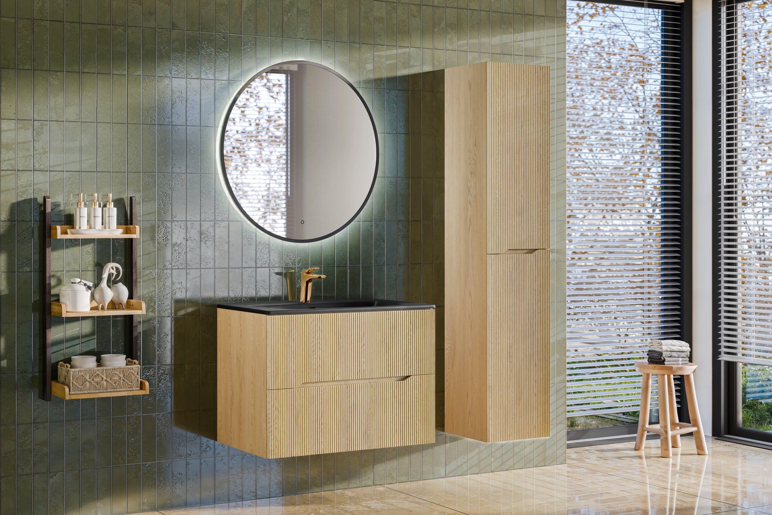 Nordic Unterschrank für Waschbecken 80 cm, 2 Schubladen