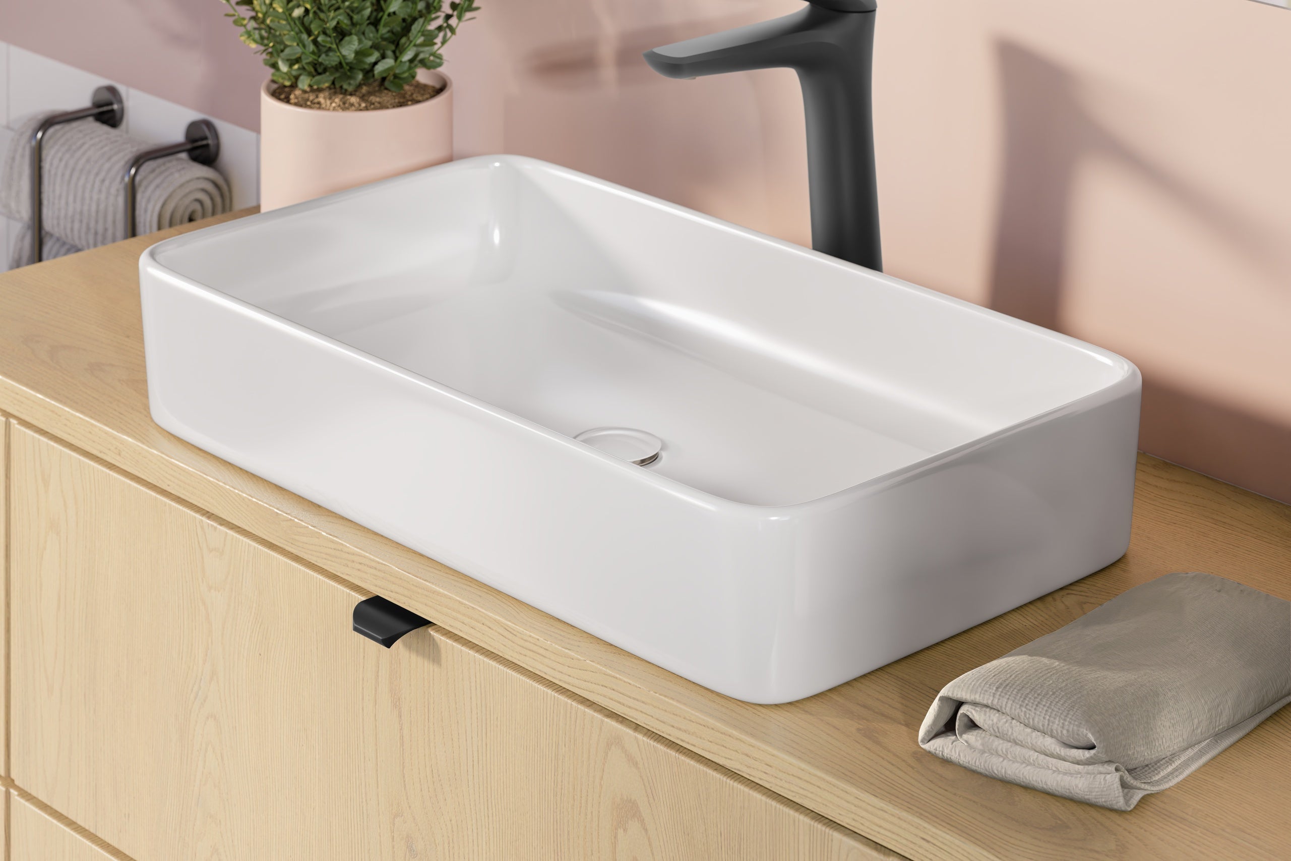 Um-6275 Aufsatzwaschbecken Weiß glänzend