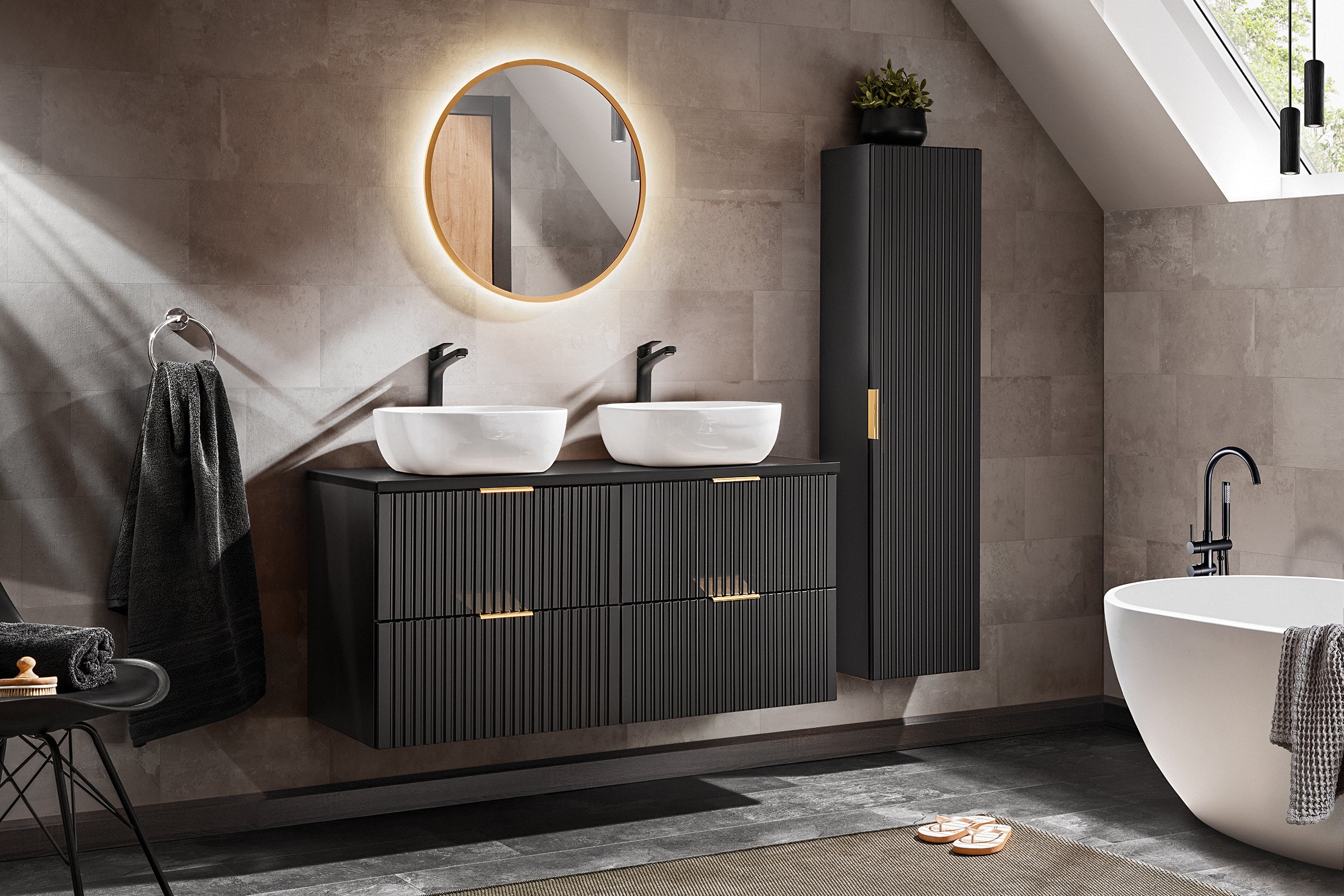 Adel Arbeitsplatte 120 cm Schwarz Matt