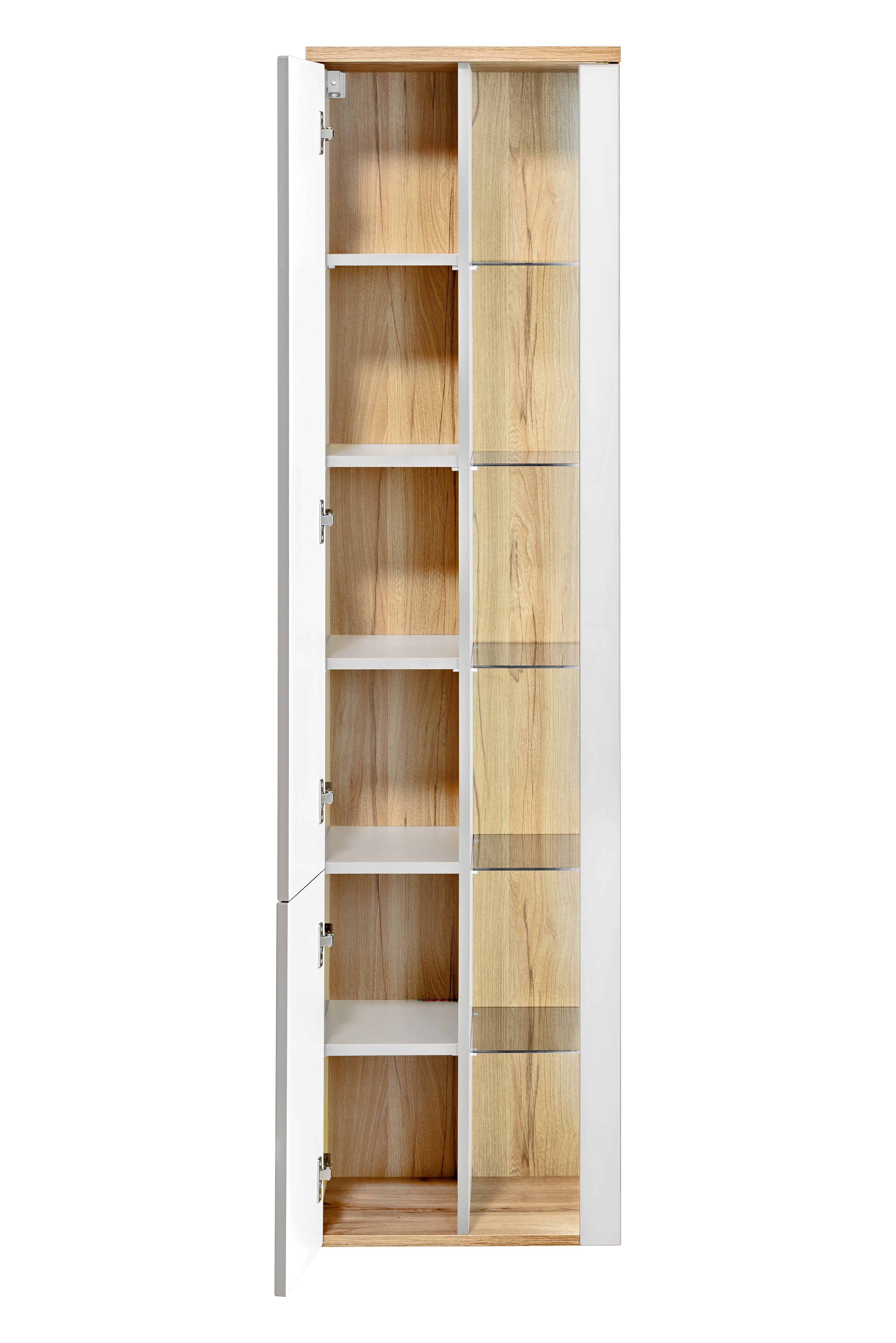 Bahama Hochschrank 2 Türen Weiß, Wotan Eiche