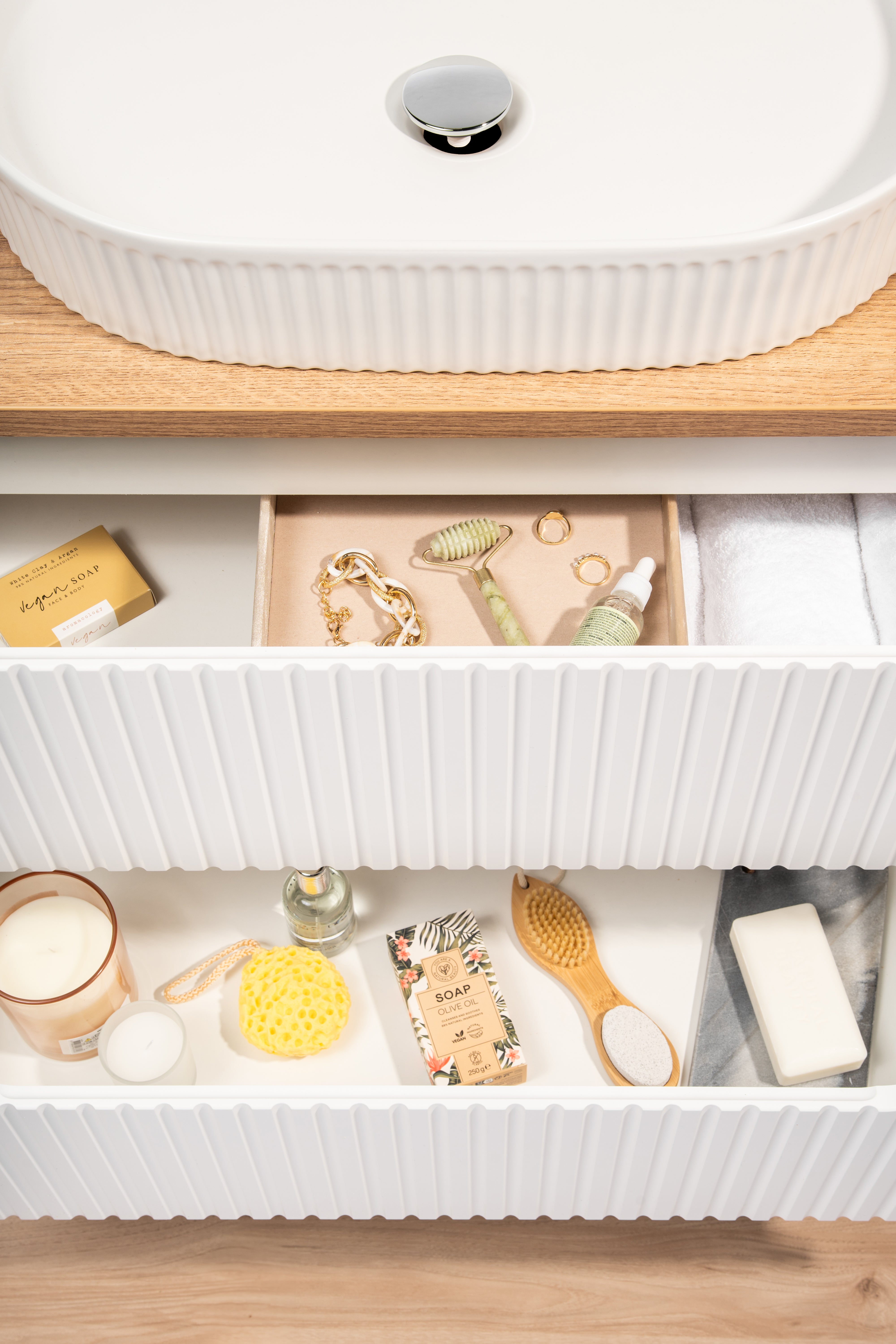 Nova Unterschrank für Waschbecken, 60 cm, 2 Schubladen Weiß