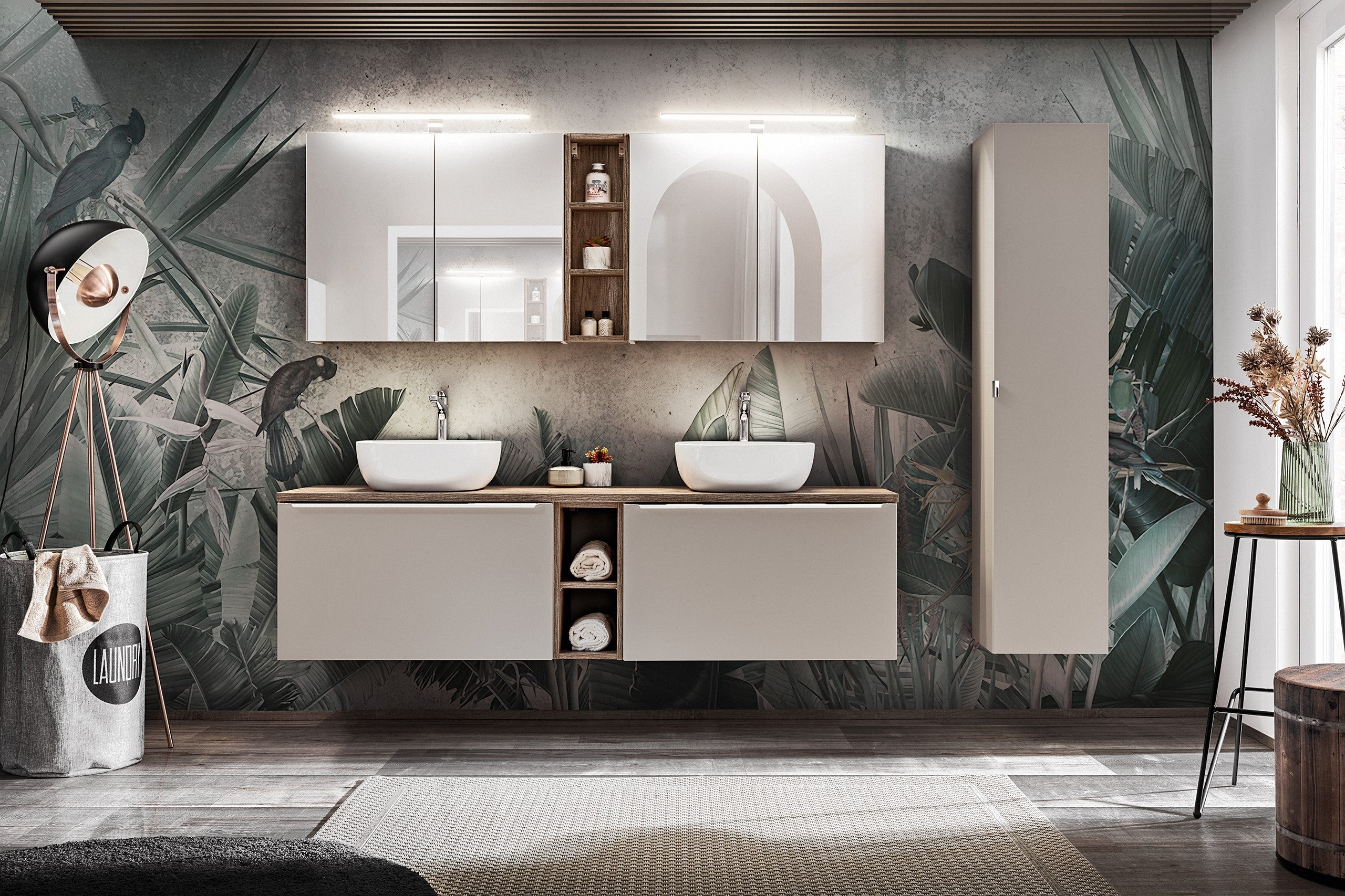 Santa Spiegelschrank 80 cm, 2 Türen Tongrau