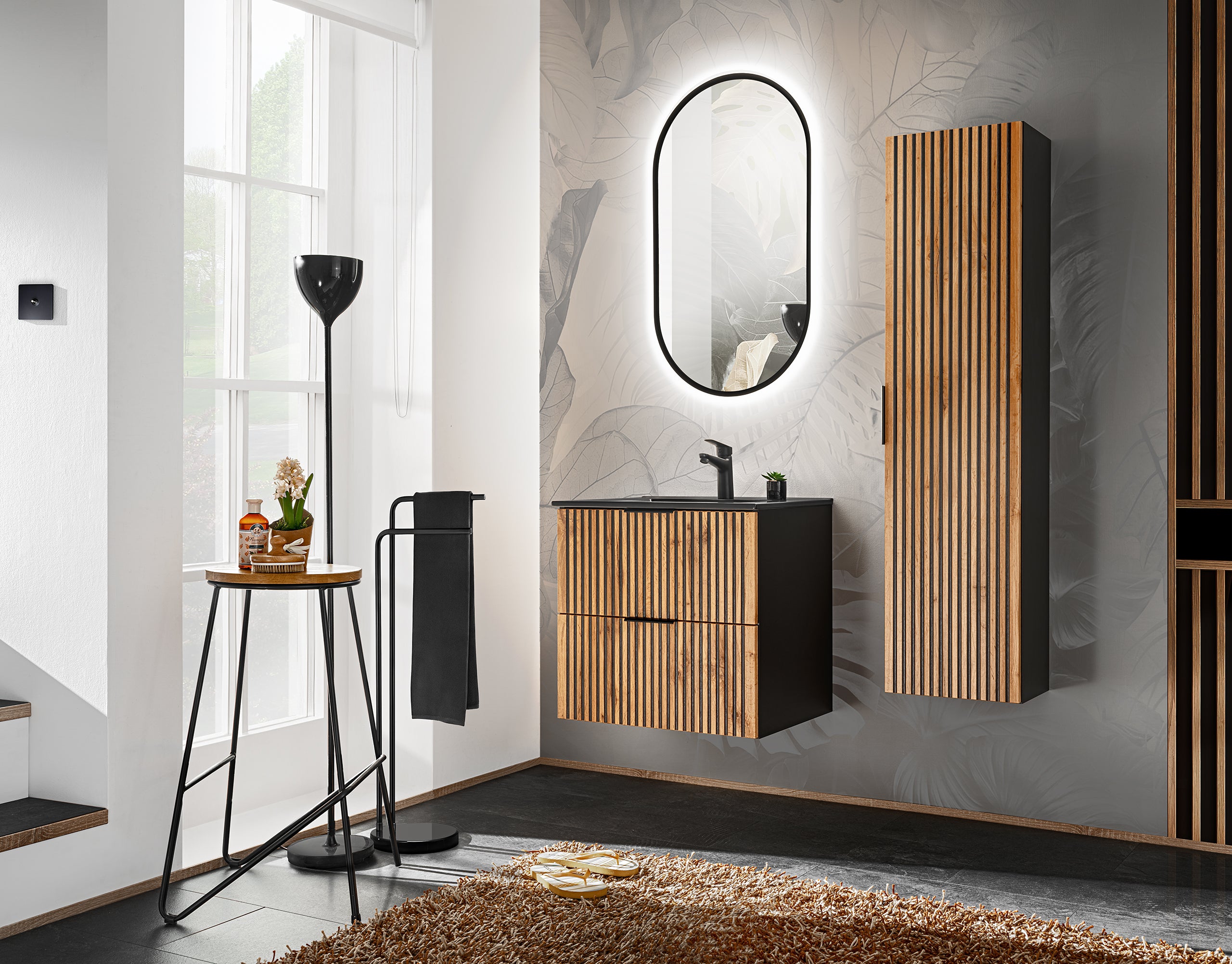 Um-Lava Einzelbecken-Möbelwaschtisch, 60 cm