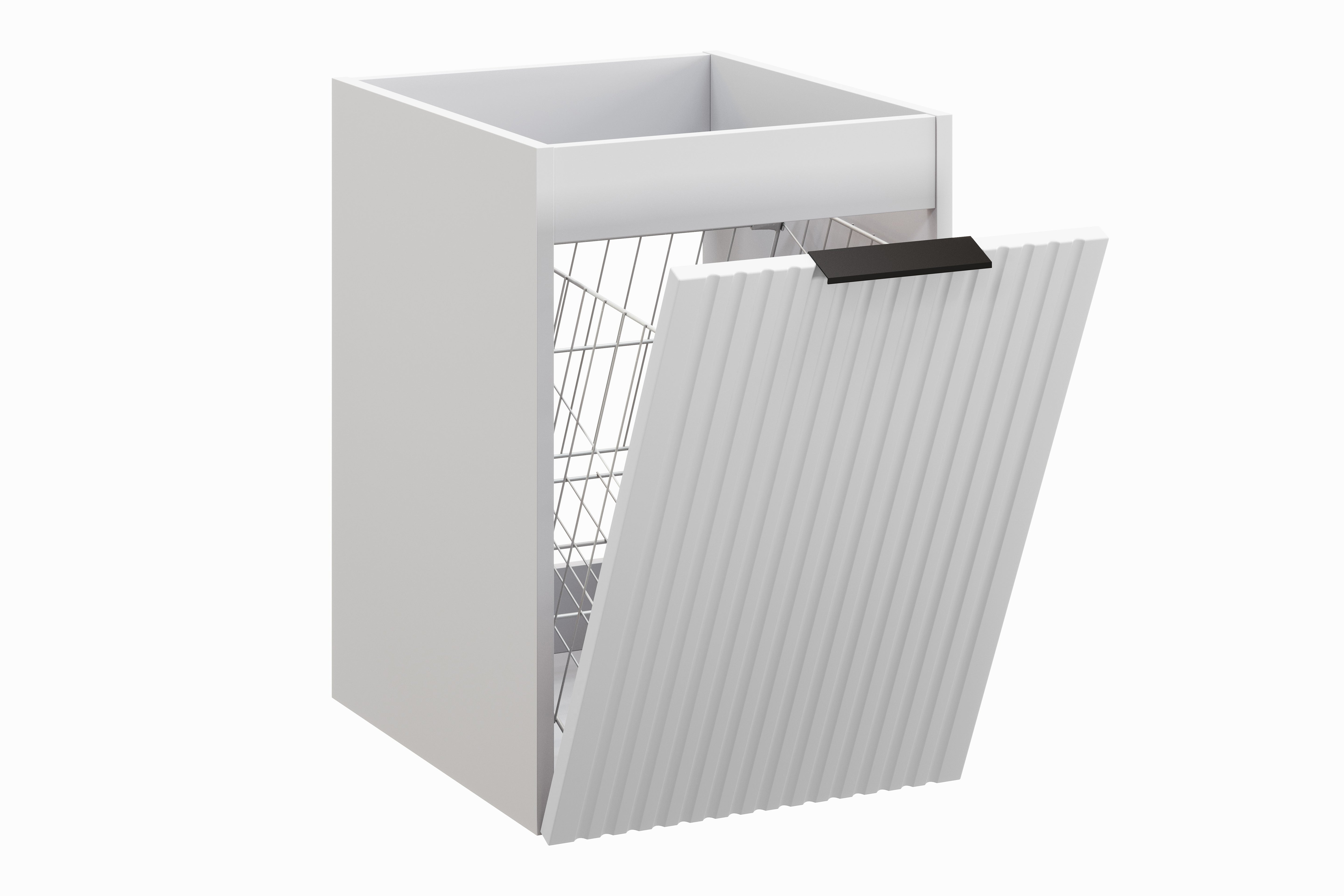 Adel Seitenschrank 40 cm mit Wäschekorb Weiß Matt