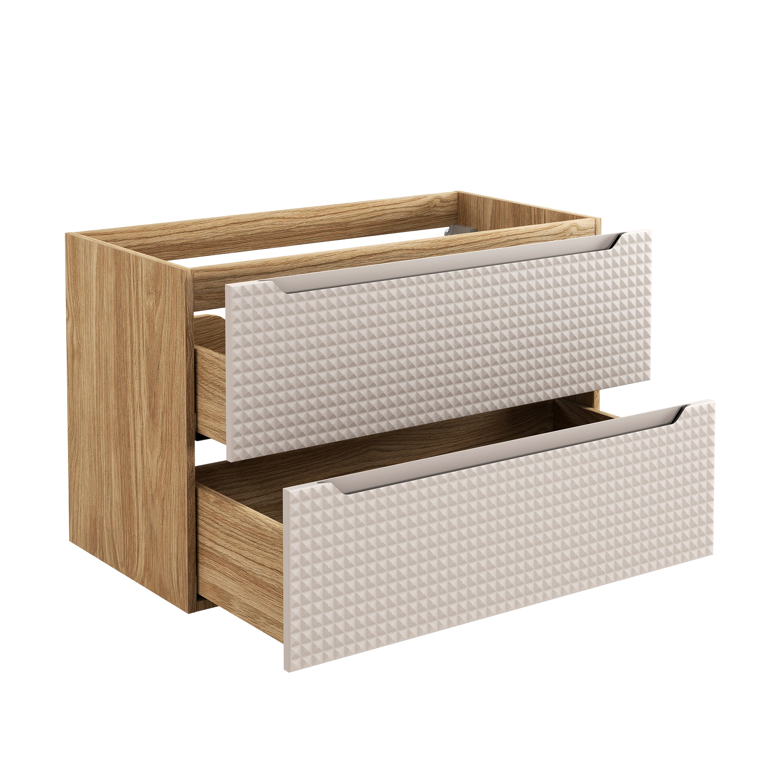 Luxor Unterschrank für Waschbecken, 90 cm, 2 Schubladen Beige, Eiche geölt