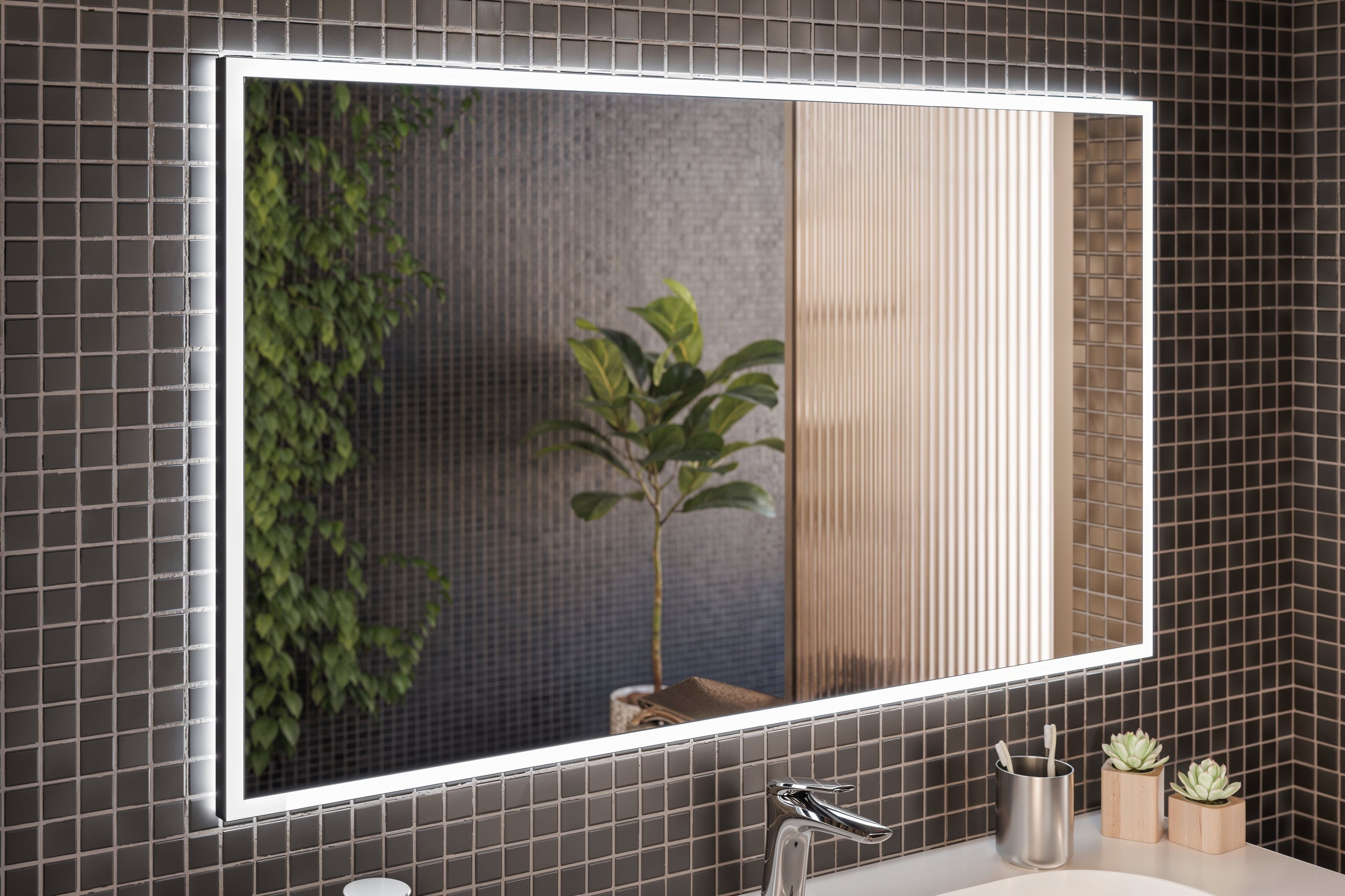 Lustro gerahmter LED-Spiegel Spiegel, Graphit