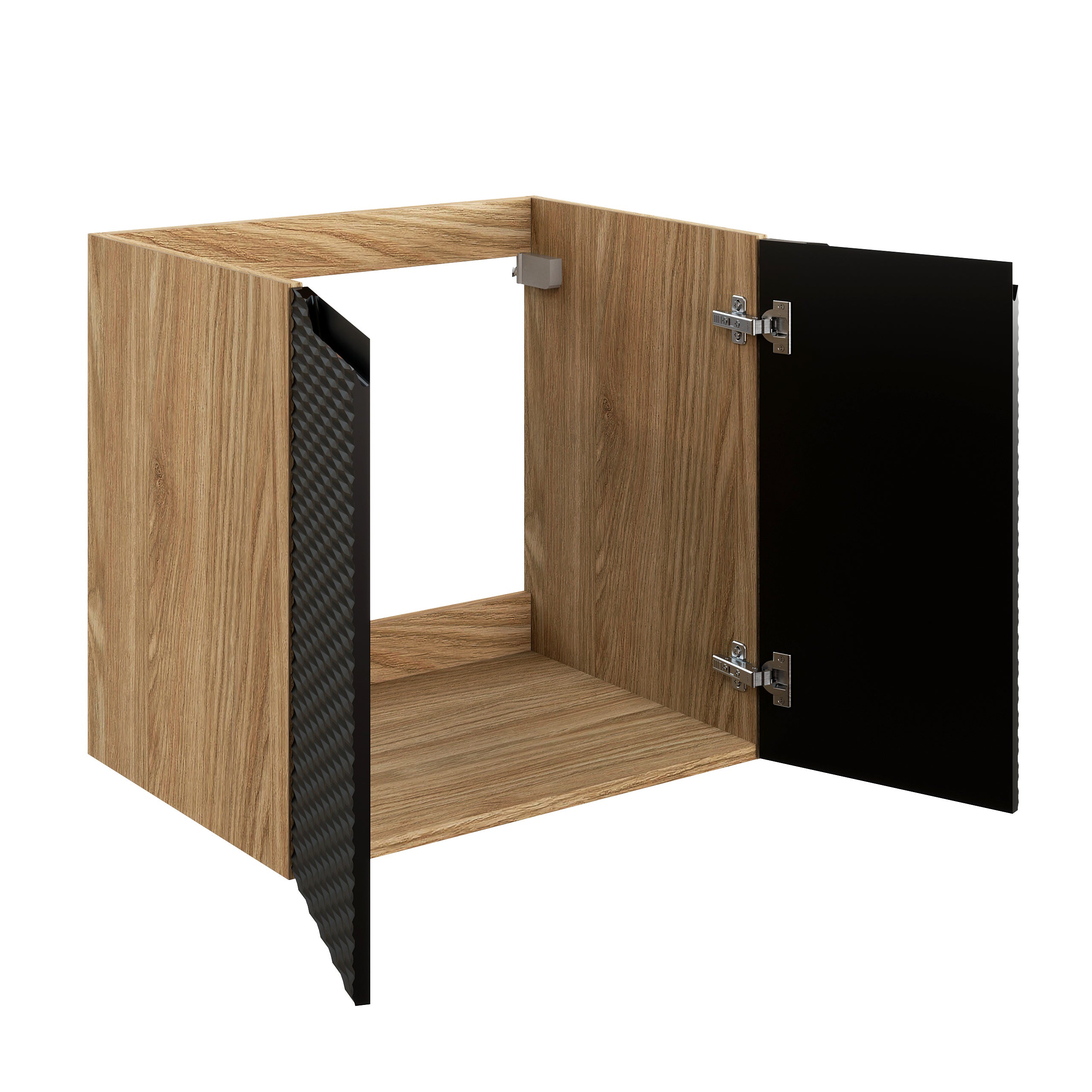 Ocean Waschbeckenunterschrank 60 cm, 2 Türen Schwarz Matt, Geölte Eiche