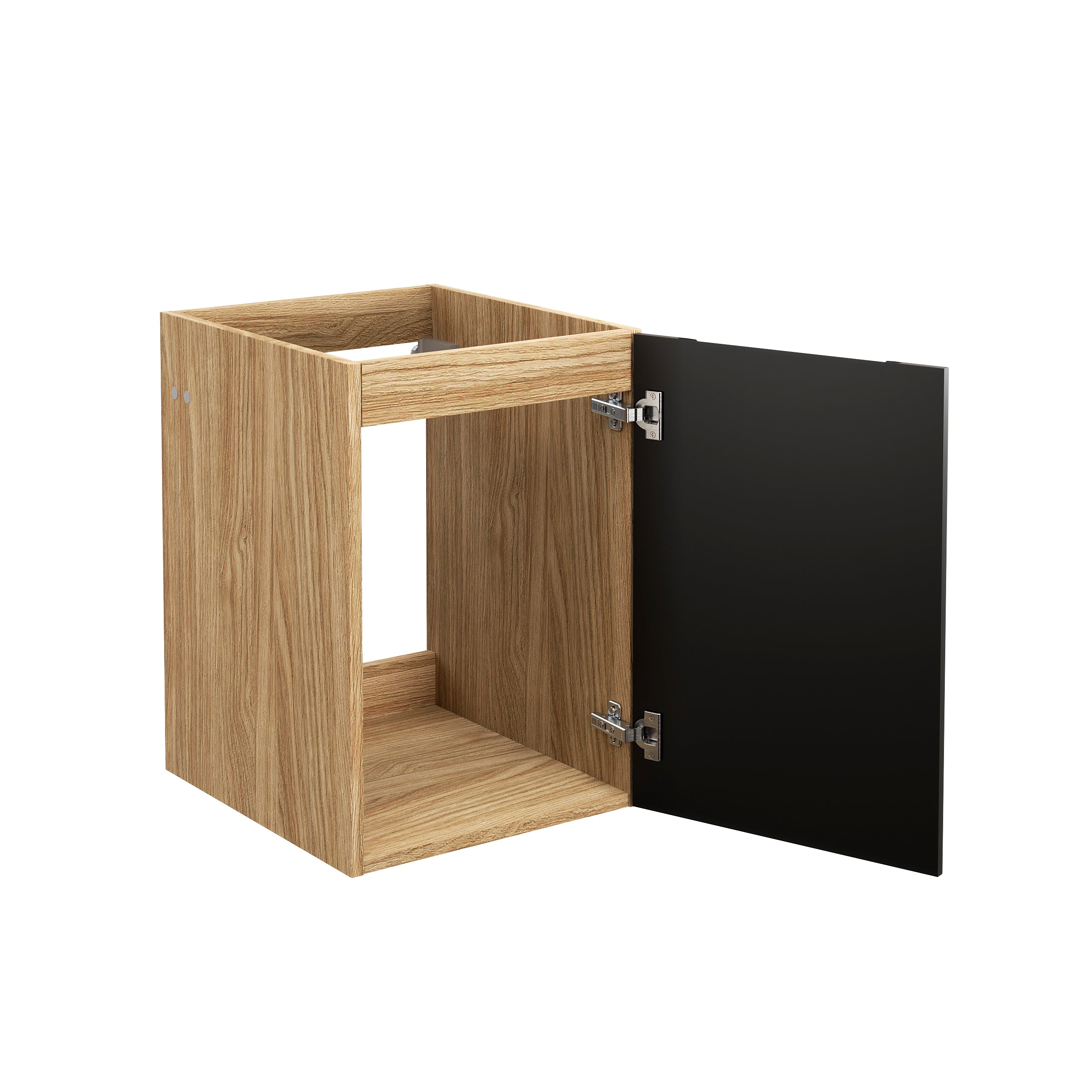Luxor Seitenschrank 40 cm 1 Tür Schwarz Matt, Geölte Eiche