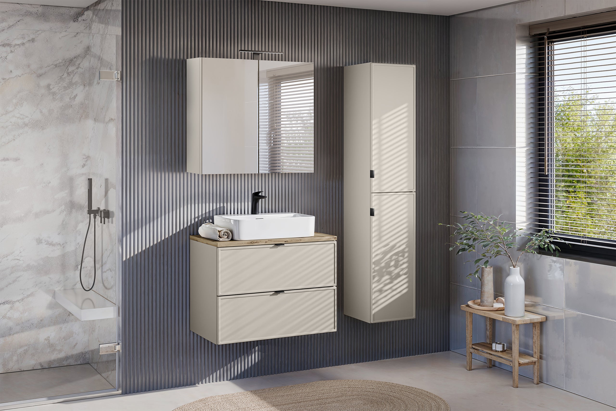 Bella Unterschrank für Waschbecken 80 cm, 2 Schubladen