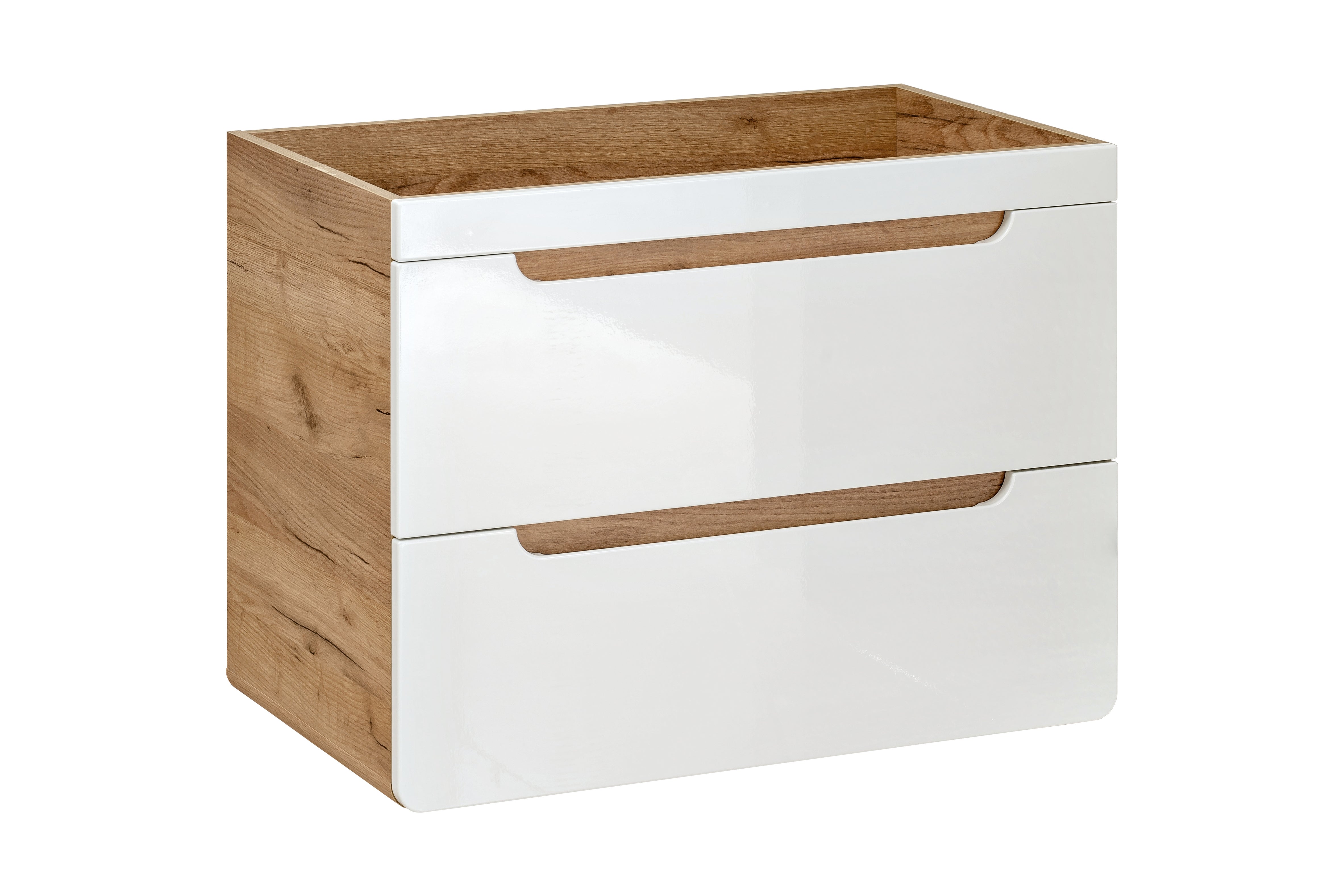 Aruba Unterschrank für Waschbecken, 80 cm, 2 Schubladen Craft Eiche, Weißglanz 80 x 46 x 59 cm